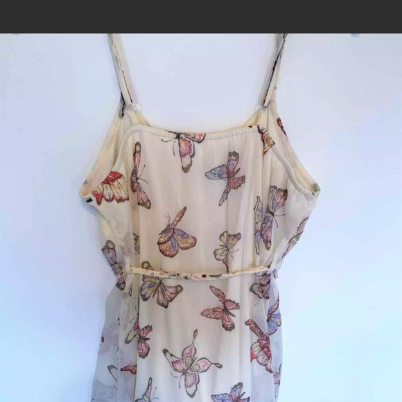 Motherhood Cream Butterfly Hi Lo Dress - Small Spaghetti Straps - Picture 3 of 5